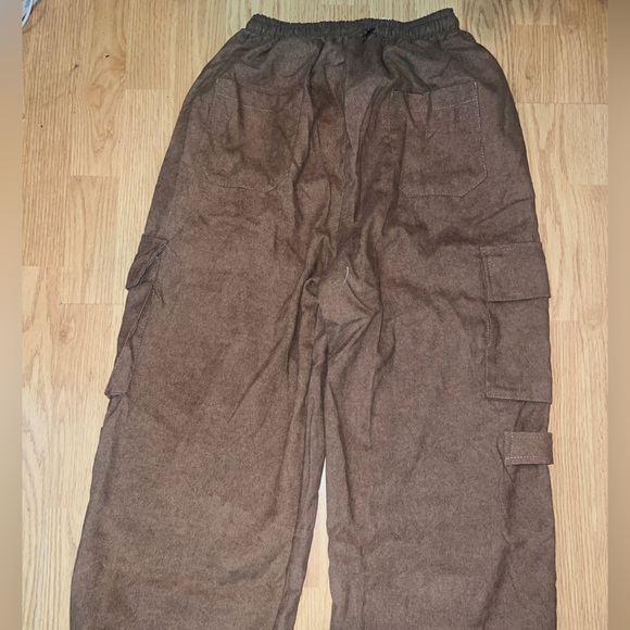New - AOKLOK Basic Elastic Waist brown pants L - Picture 5 of 6